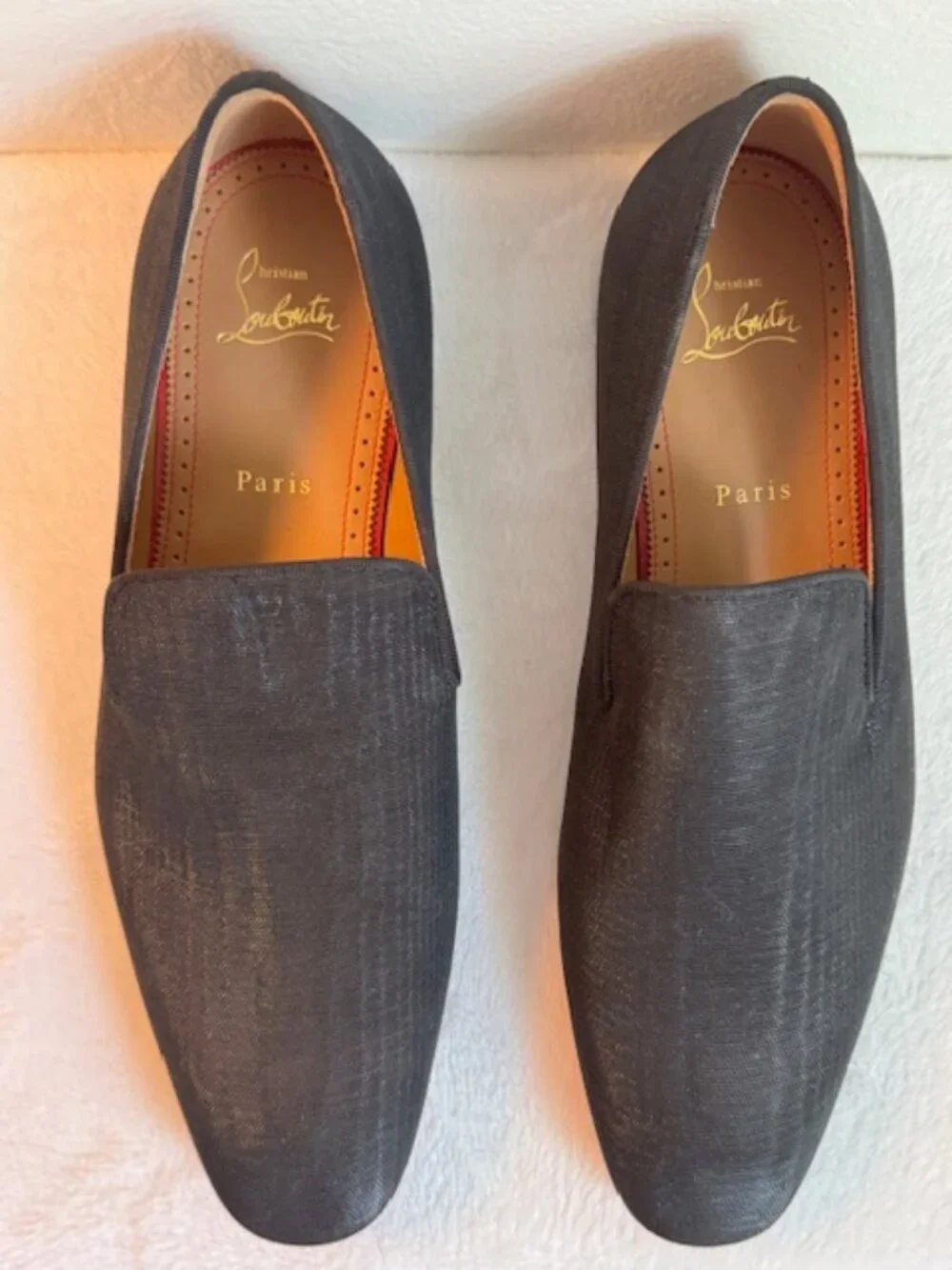 Christian Louboutin Men’s Black Fabric Dandelion Loafers EU 42